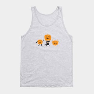 Black Dog Puppy with Halloween Jack-O-Lanterns Tank Top